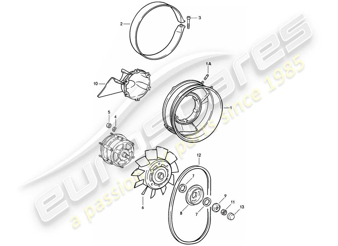 porsche 1989 (911) air cooling part diagram