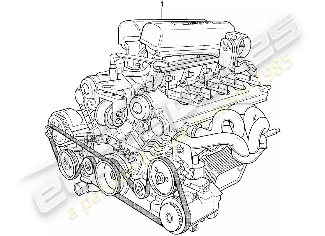 porsche carrera gt (2005) replacement engine - not ready for installation part diagram