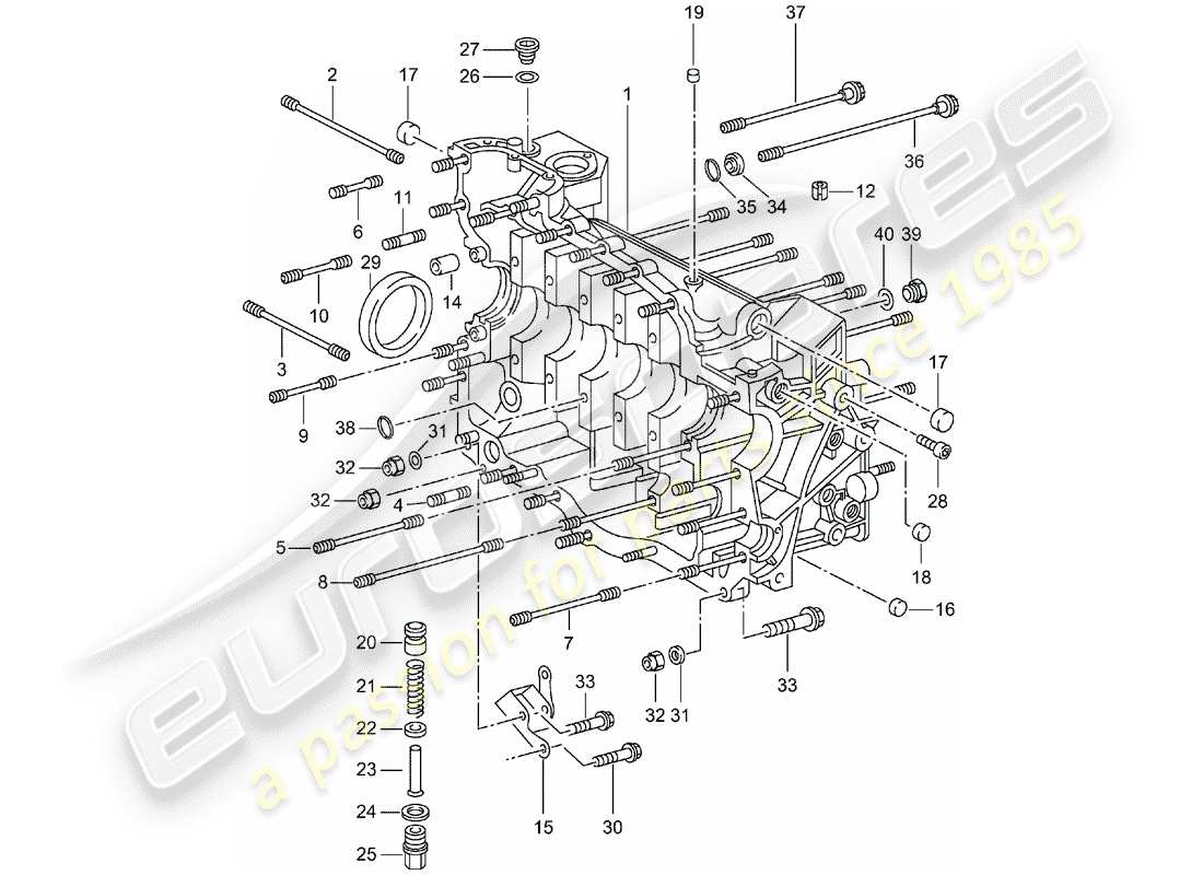 porsche 996 t/gt2 (2004) crankcase parts diagram
