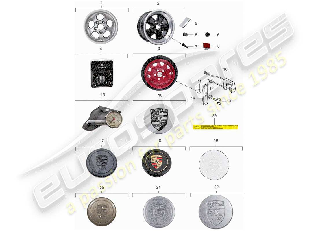 porsche 1989 (911) wheels part diagram
