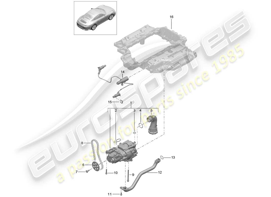 porsche 2018 (991-2) oil pump parts diagram