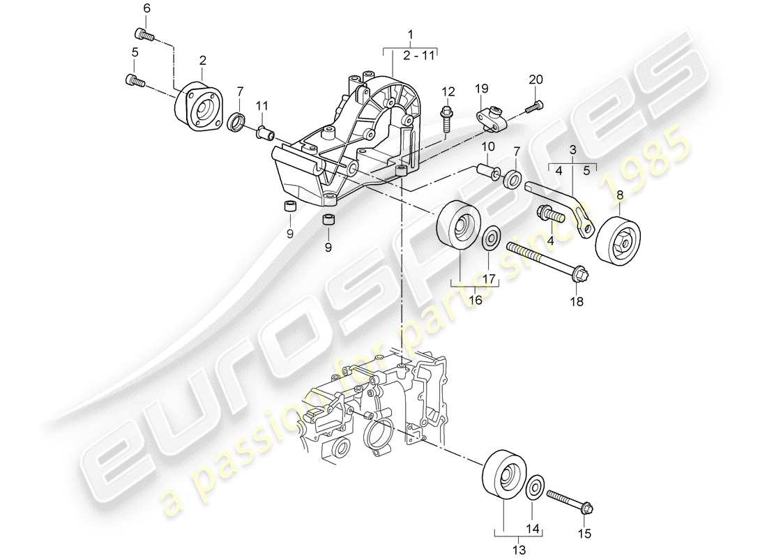 porsche 2005 (997-1) belt tensioner part diagram