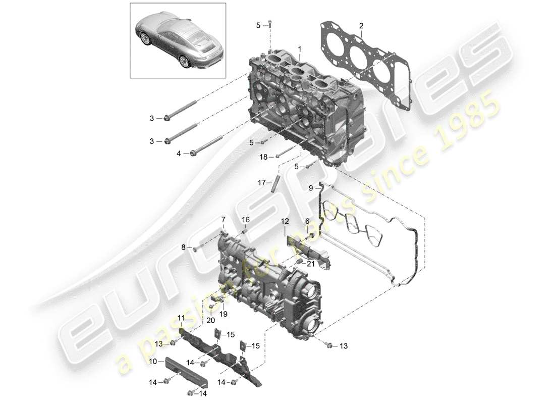 porsche 2018 (991-2) cylinder head parts diagram