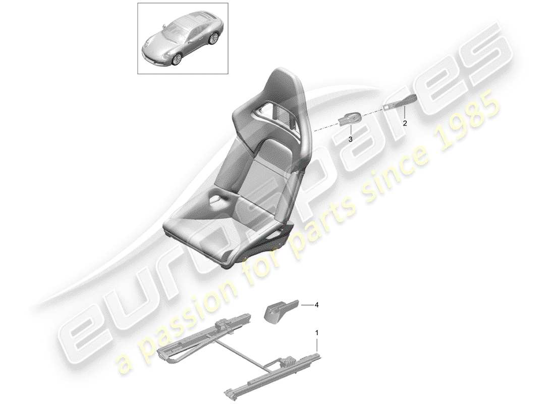 porsche 2018 (991-2) seat parts diagram