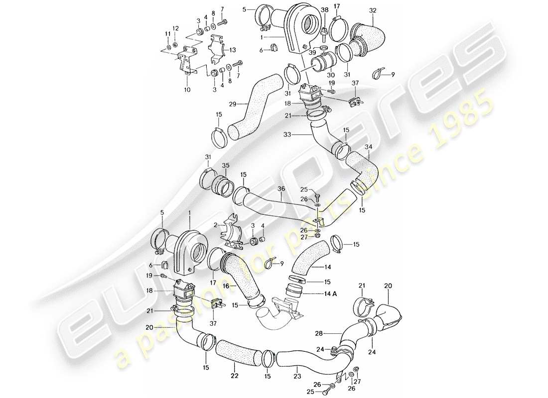 porsche 1990 (964) additional blower parts diagram