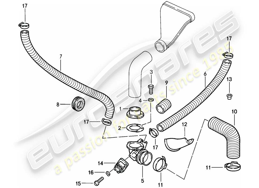porsche 1985 (911) cooling air duct part diagram