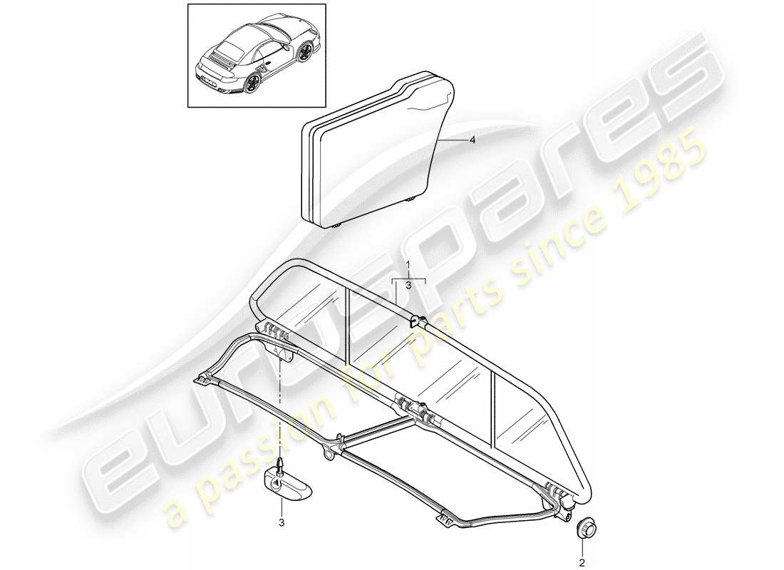 porsche 2011 (997-2 turbo / gt2 rs) windscreen part diagram