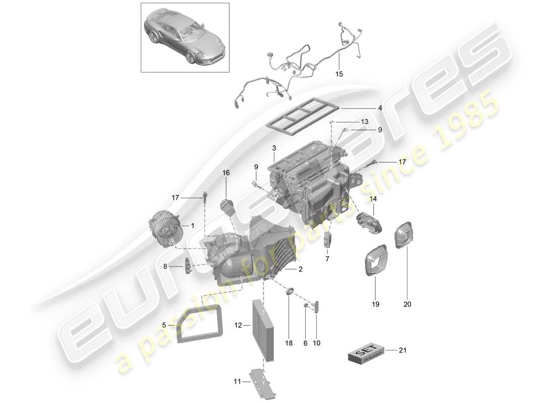 porsche 2014 (991-1 turbo) air conditioner part diagram