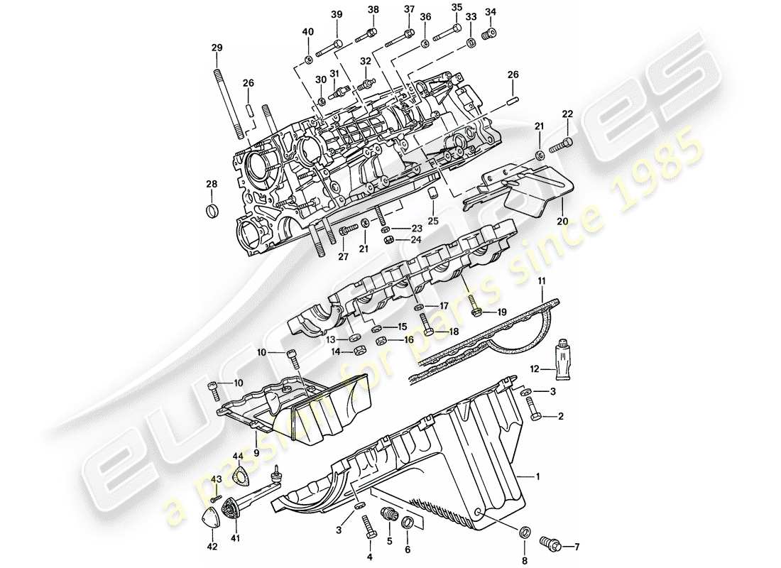 porsche 1987 (924s) crankcase - fasteners parts diagram