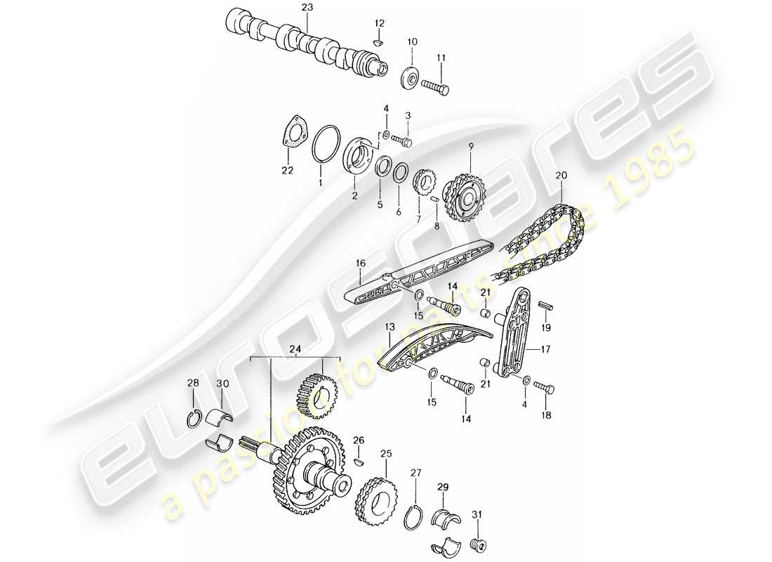 porsche 1995 (993) valve control part diagram