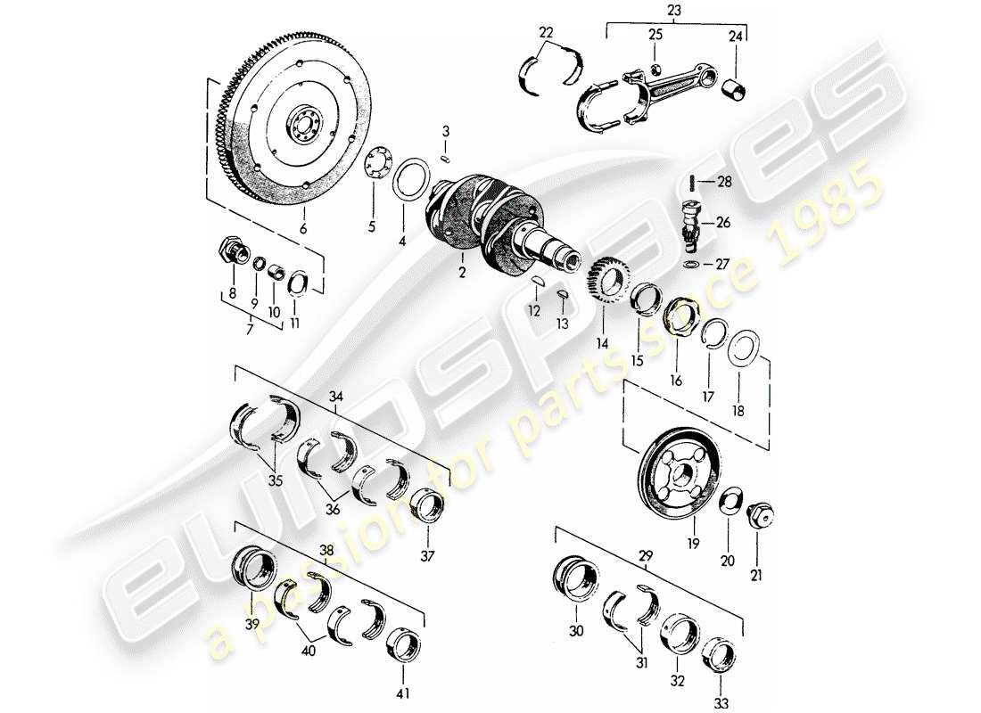 porsche 1964 (356b/356c) crankshaft parts diagram