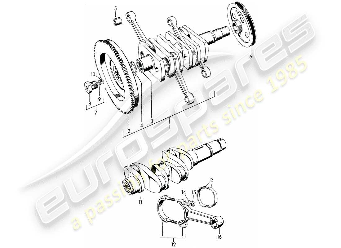 porsche 1954 (356/356a) crankshaft - m >> 10 199 - m >> 21 780 - m >> 50 099 - m >> 21 999 - m >> 33 899 - m >> 40 999 part diagram