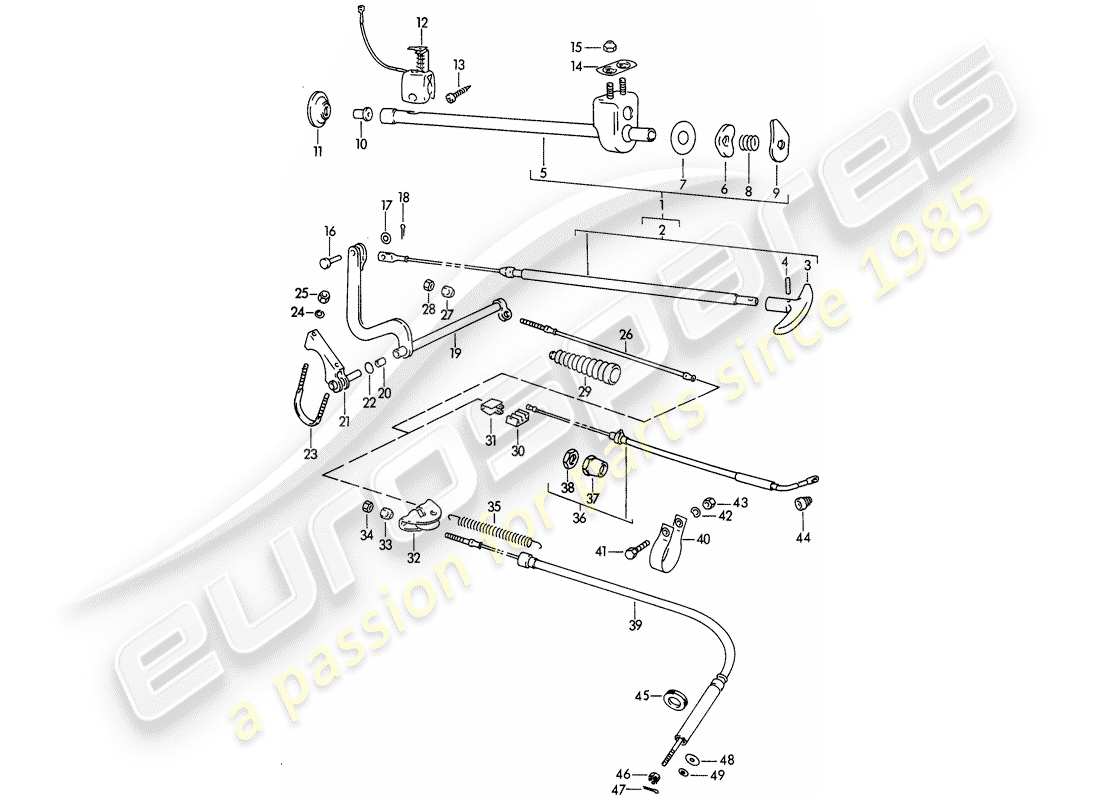 porsche 1963 (356b/356c) handbrake part diagram