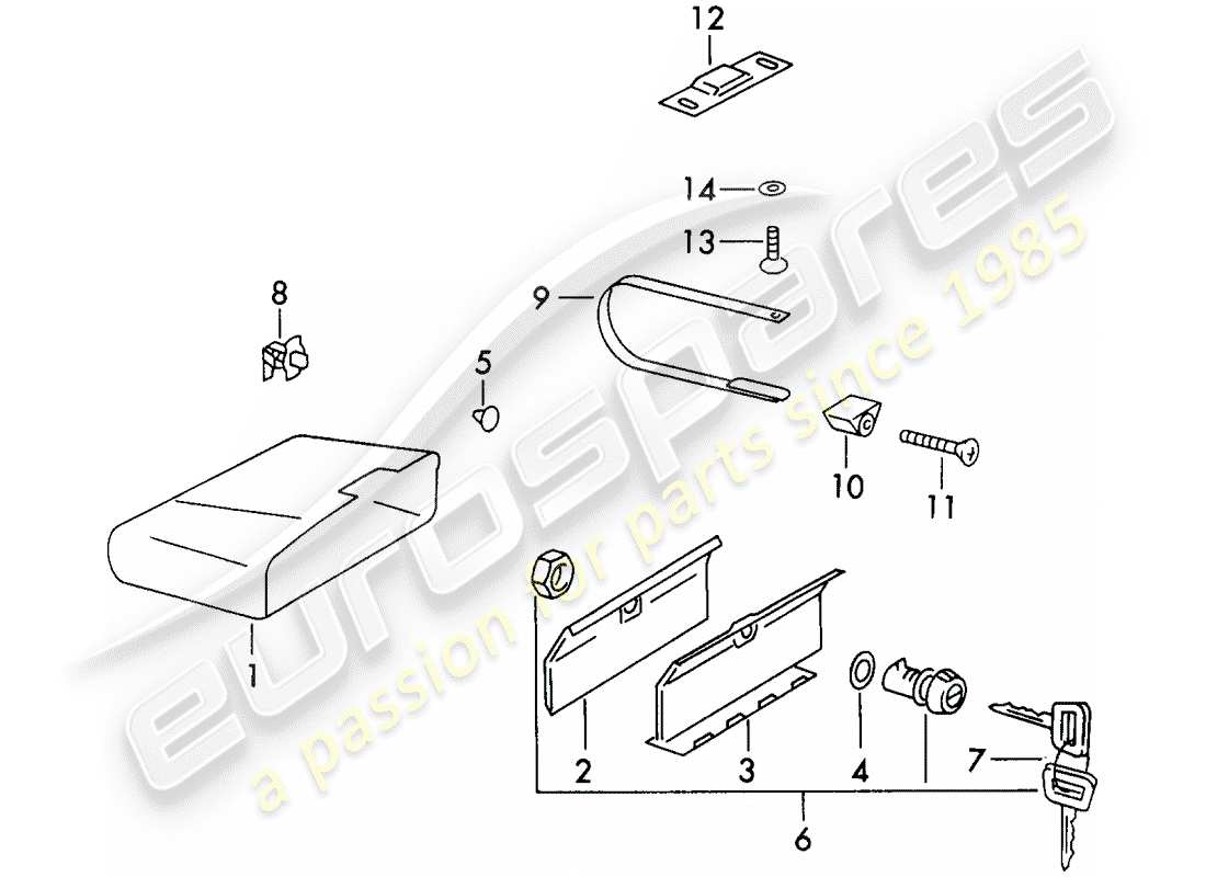 porsche 1970 (911) glove box - d - mj 1971>> part diagram