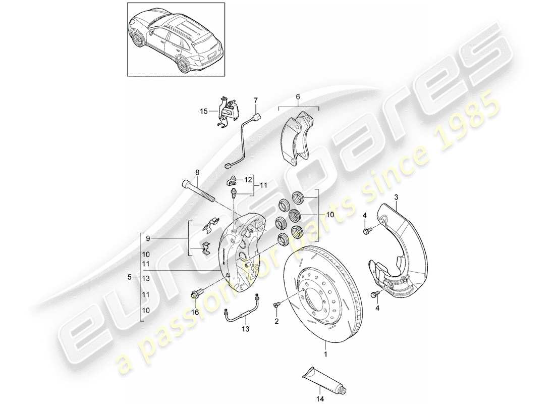 porsche 2017 (cayenne e2 92a) disc brakes part diagram