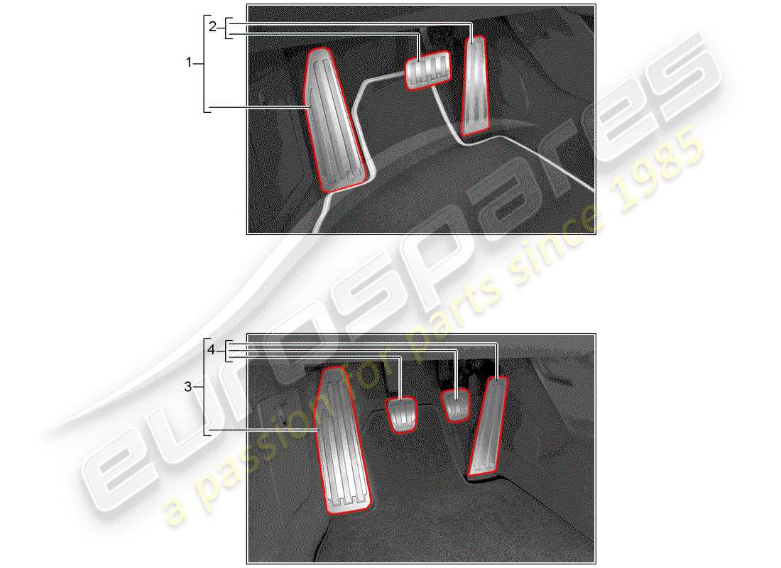 porsche 2019 (tequipment 98x/99x) pedal cap part diagram