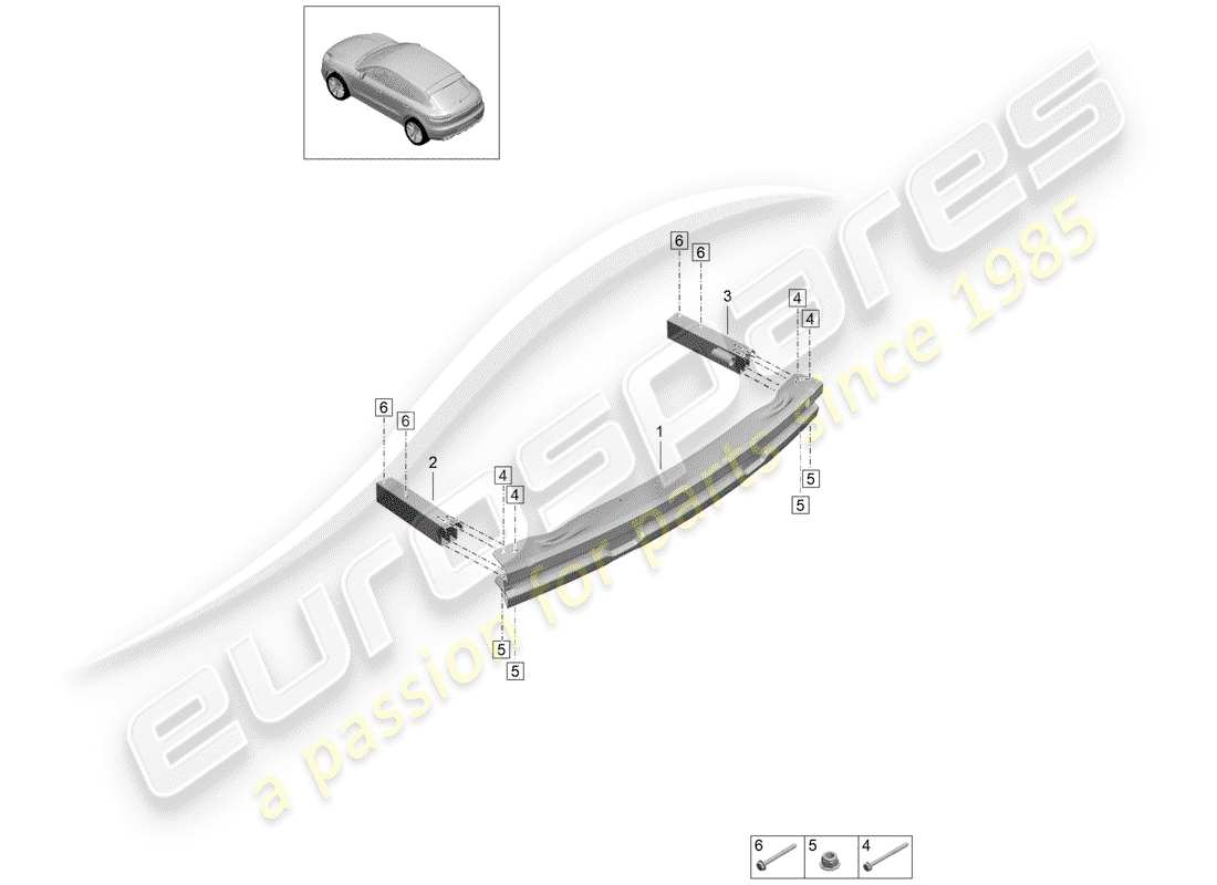 porsche 2019 (macan) bumper bracket part diagram
