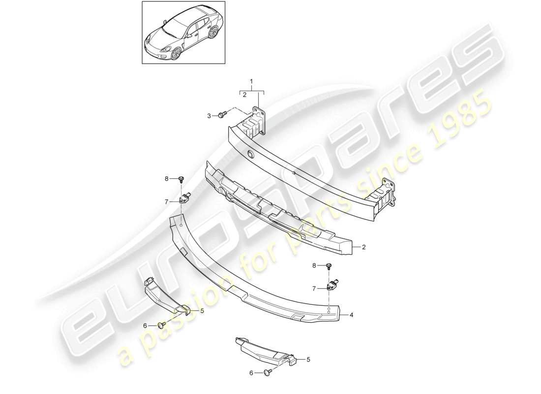 porsche 2010 (cayenne e1 9pa) bumper carrier front 2nd generation parts diagram