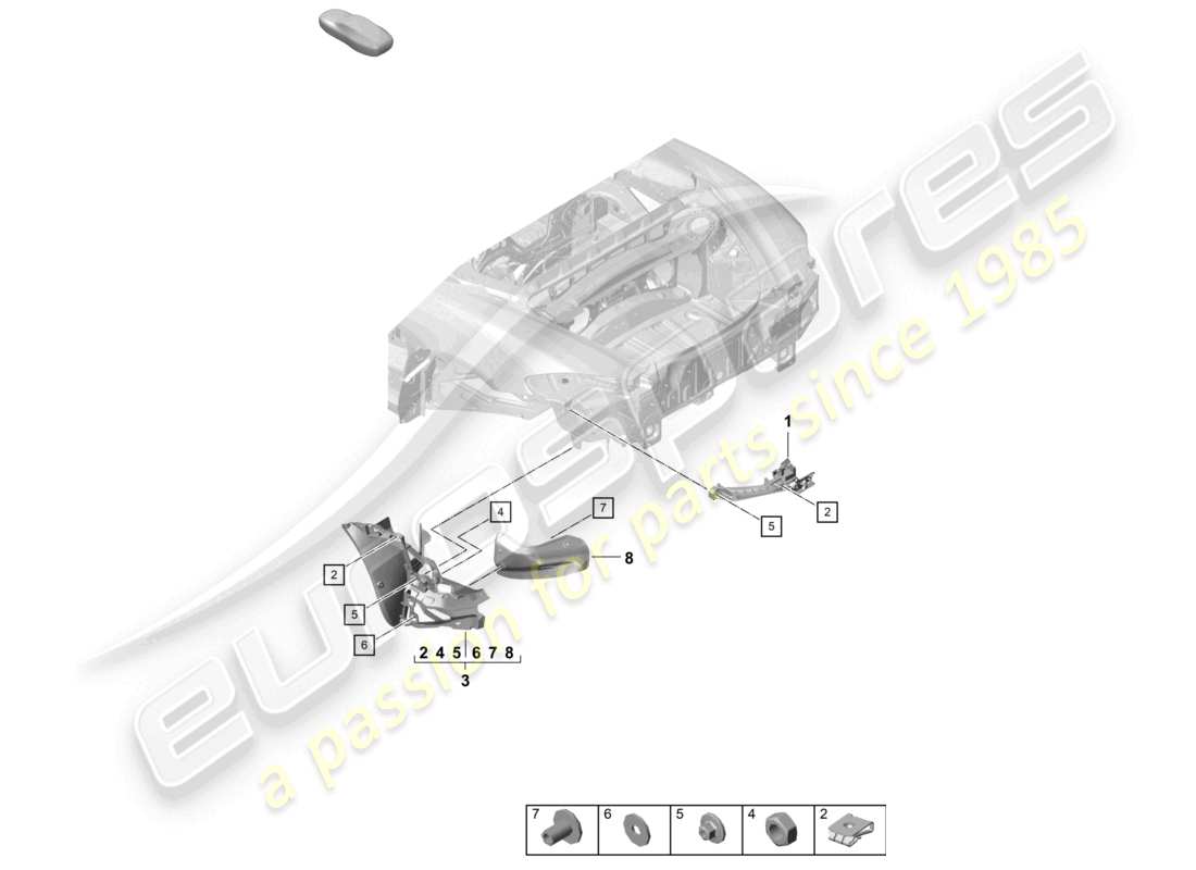 porsche 2019 (718 boxster spyder) fasteners rear bumper parts diagram