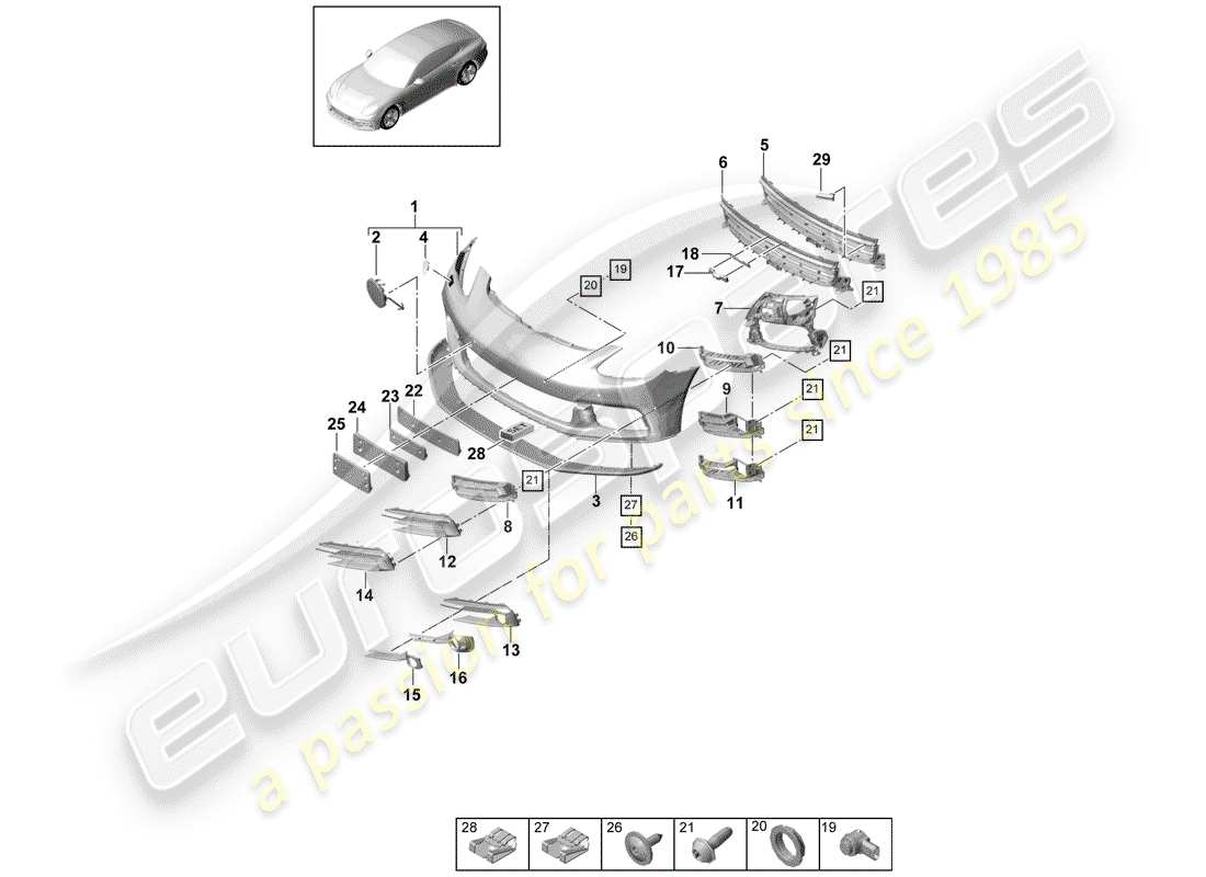 porsche 2017 (panamera 971-1) bumper part diagram