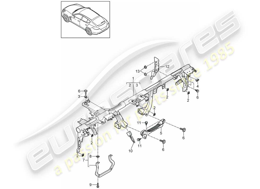porsche 2011 (panamera 970) retaining frame part diagram