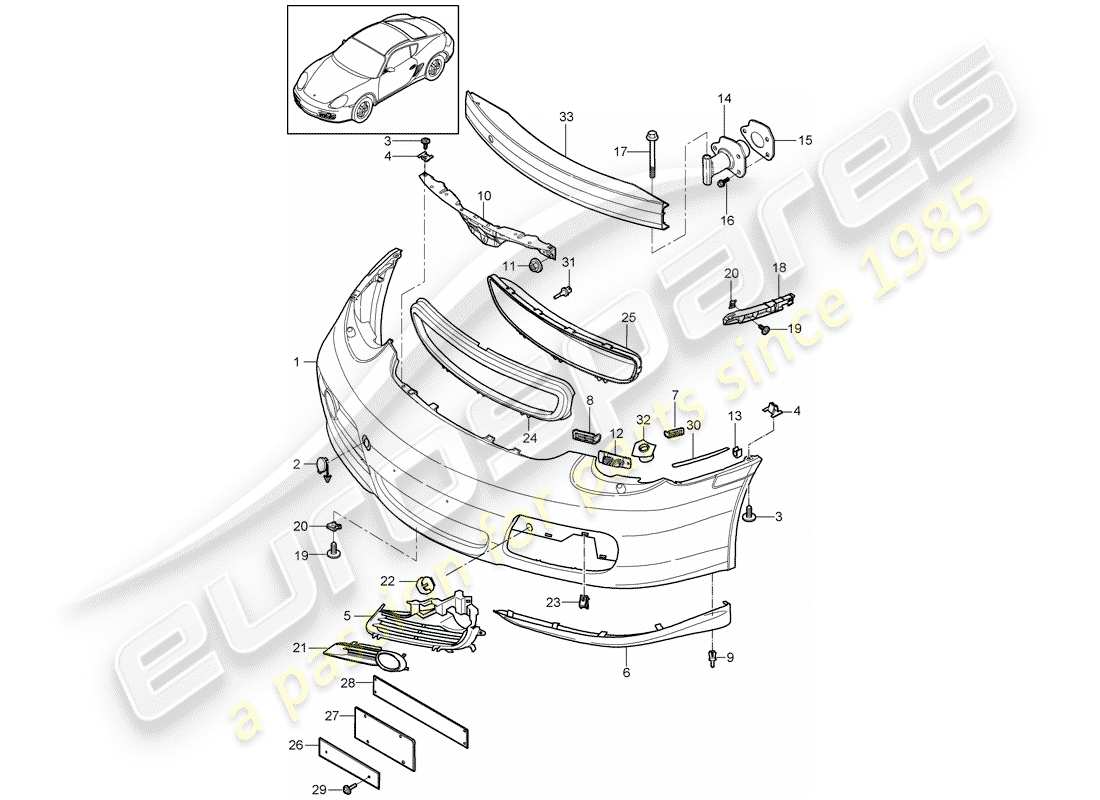 porsche cayman 987 (2010) bumper part diagram