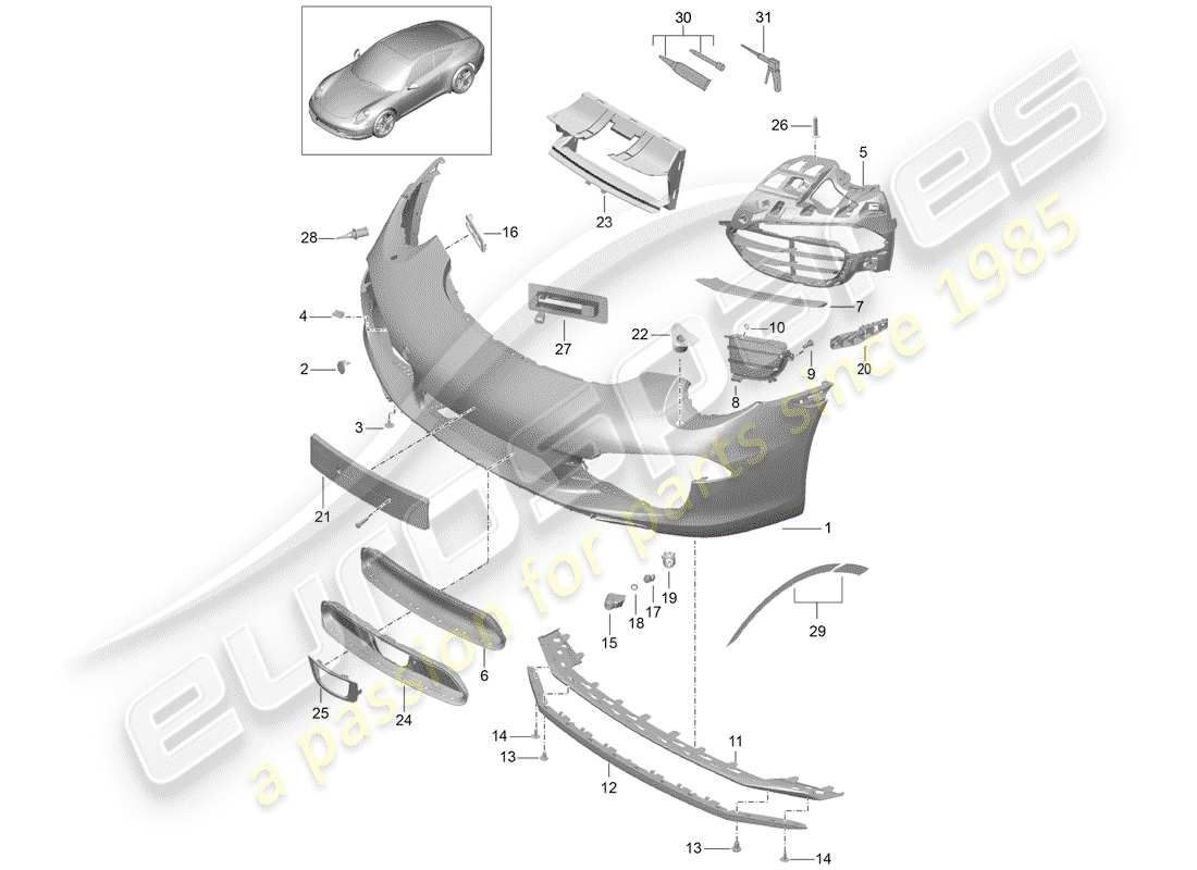 porsche 991 (2015) bumper parts diagram