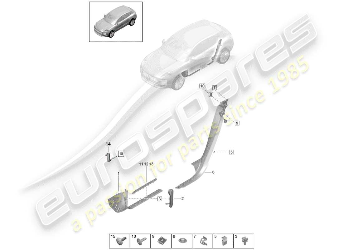 porsche 2019 (macan) scuff plate - sill panel part diagram