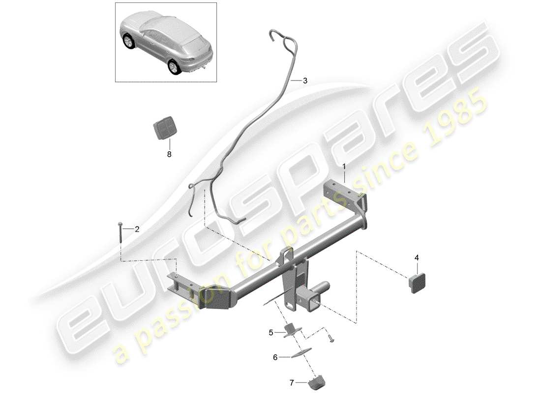 porsche 2018 (macan) tow hitch parts diagram