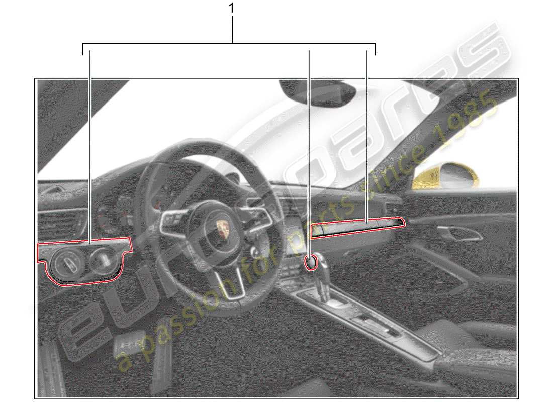 porsche 2018 (tequipment 98x/99x) installation kit part diagram