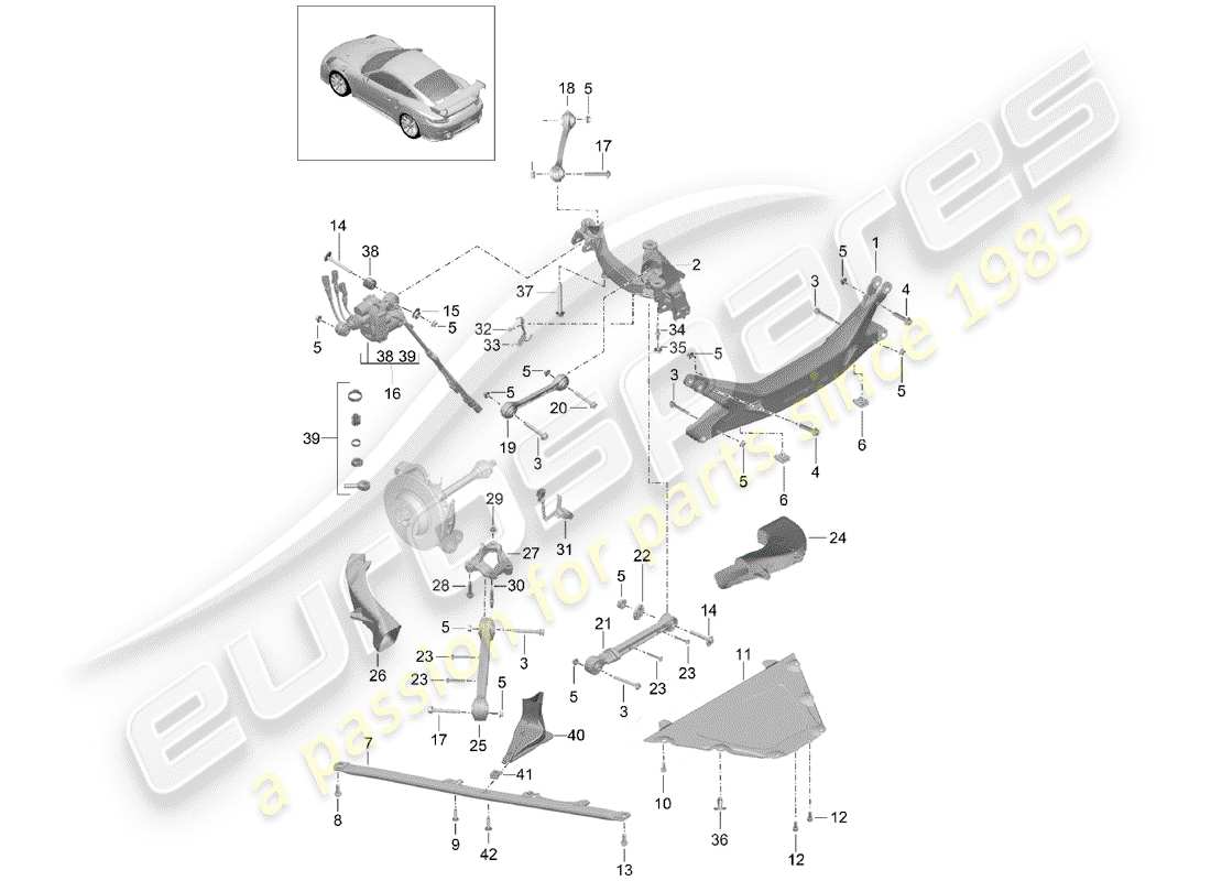 porsche 2020 (991-2 turbo) cross member part diagram