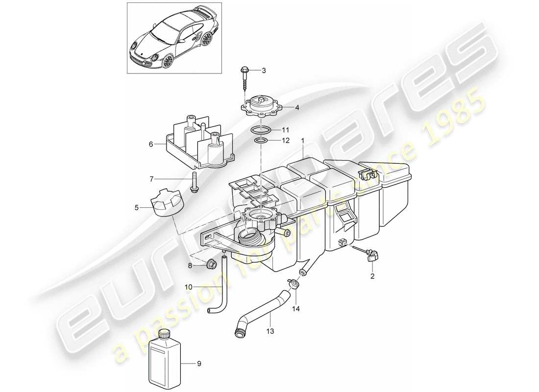 porsche 2012 (997-2 turbo / gt2 rs) water cooling 4 part diagram