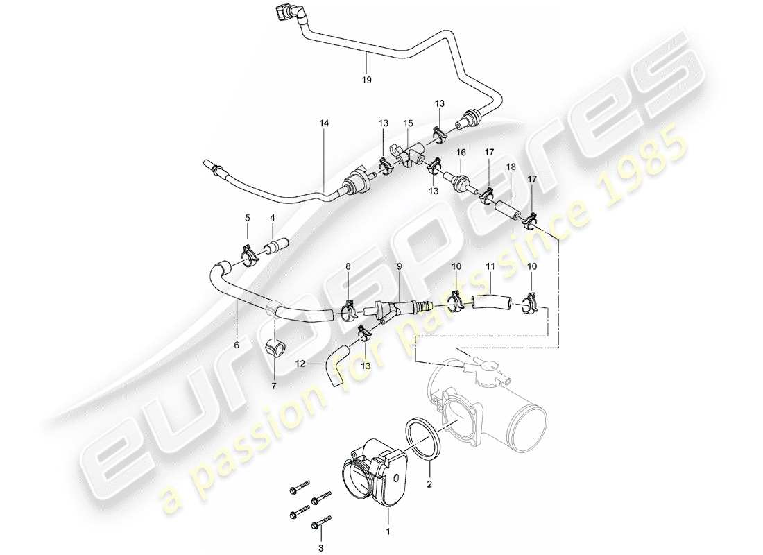porsche 996 t/gt2 (2002) throttle body parts diagram