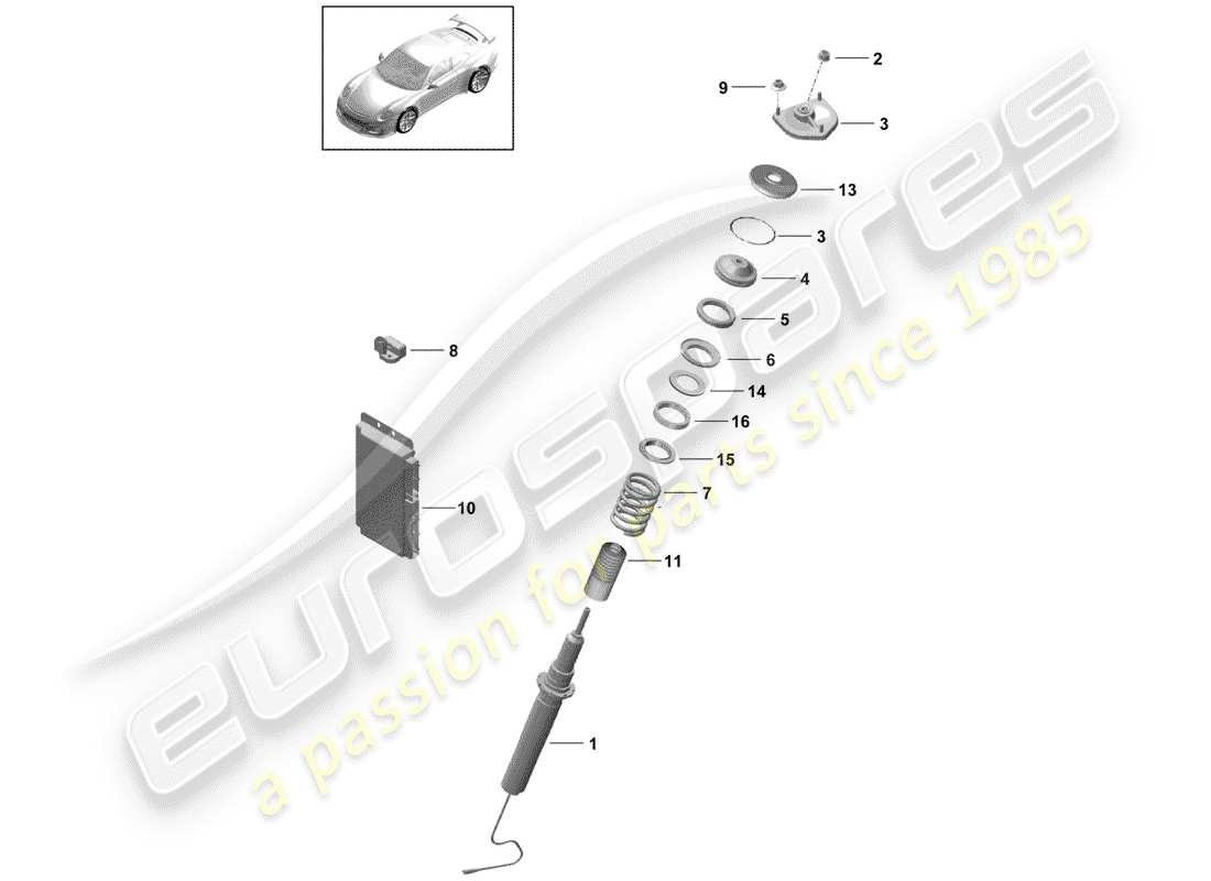 porsche 991r/gt3/rs (2014) vibration damper parts diagram