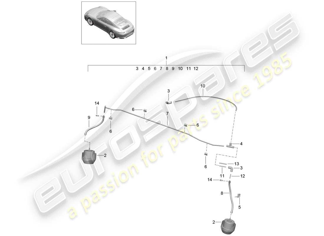 porsche 2020 (991-2) exhaust system part diagram