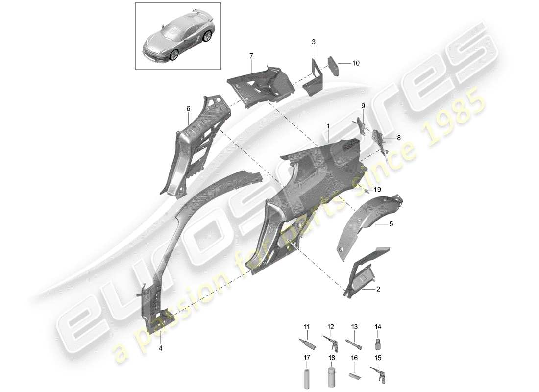 porsche 2016 (981 cayman gt4) side panel part diagram