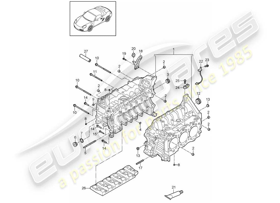 porsche 2011 (987 cayman) crankcase part diagram