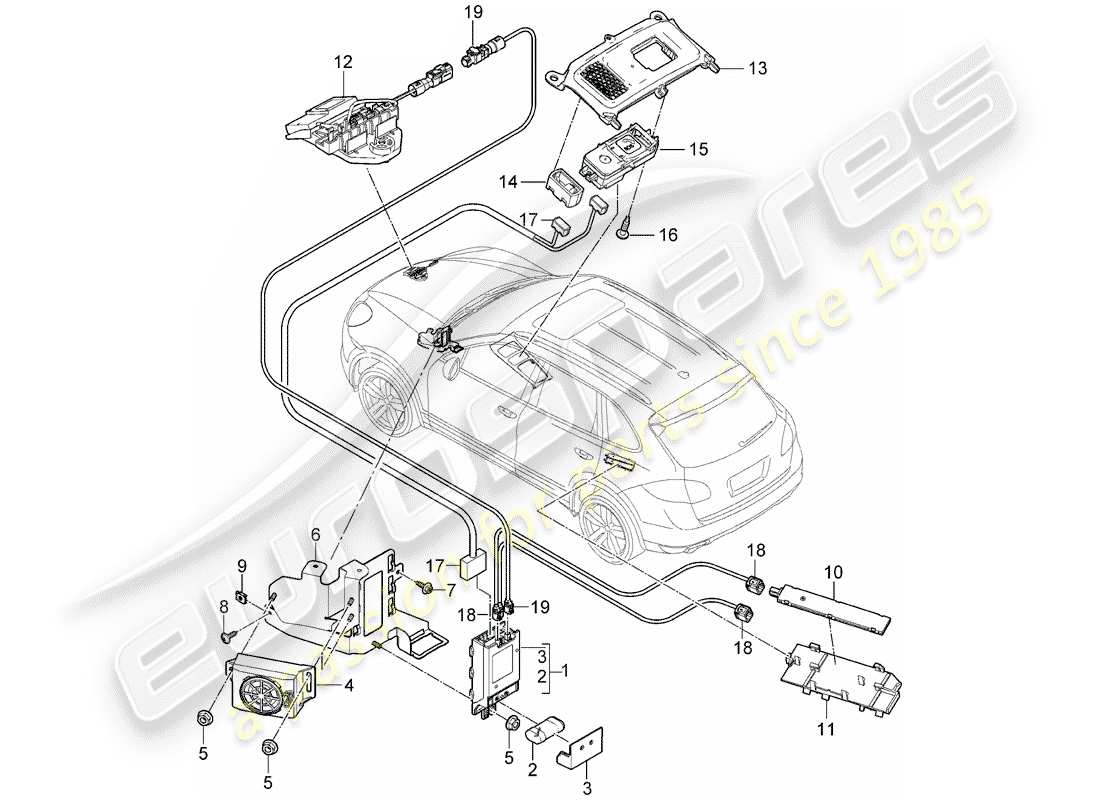 porsche 2011 (cayenne e2 92a) emergency call module part diagram