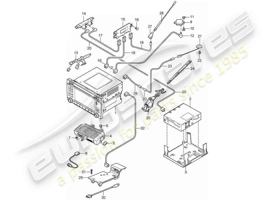 porsche boxster 987 (2011) operating unit parts diagram