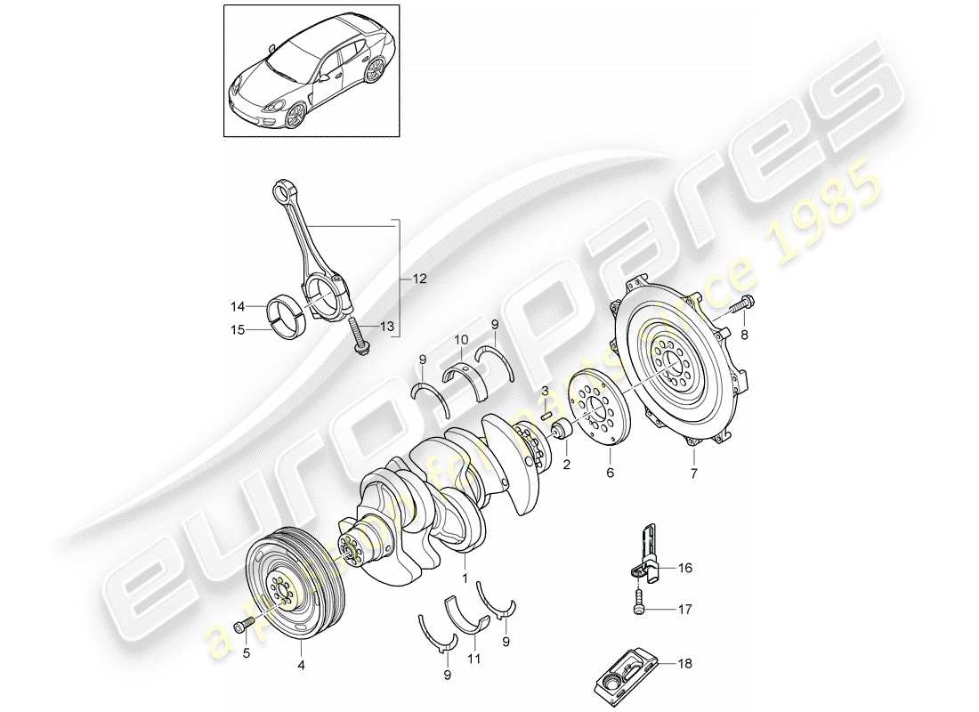 porsche 2013 (panamera 970) crankshaft parts diagram