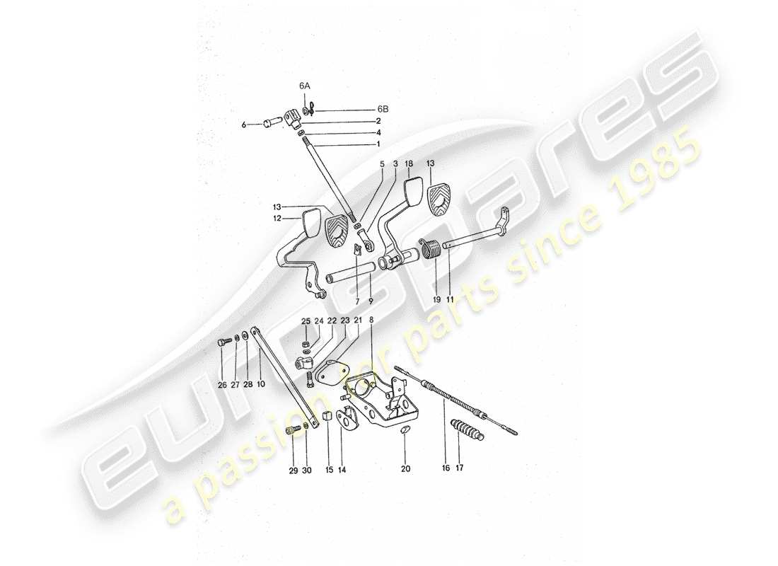 porsche 1975 (911 turbo) pedals - for vehicles with - brake booster part diagram