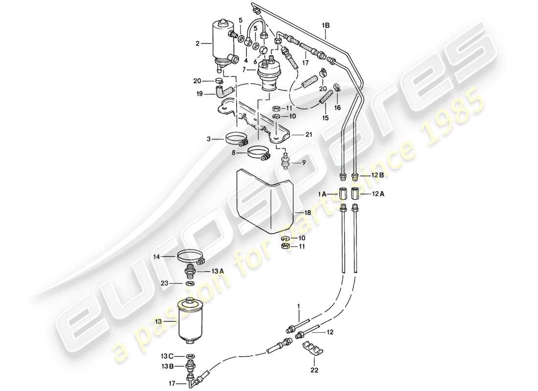 porsche 1976 (924) fuel system - f >> 92-46104 800 parts diagram