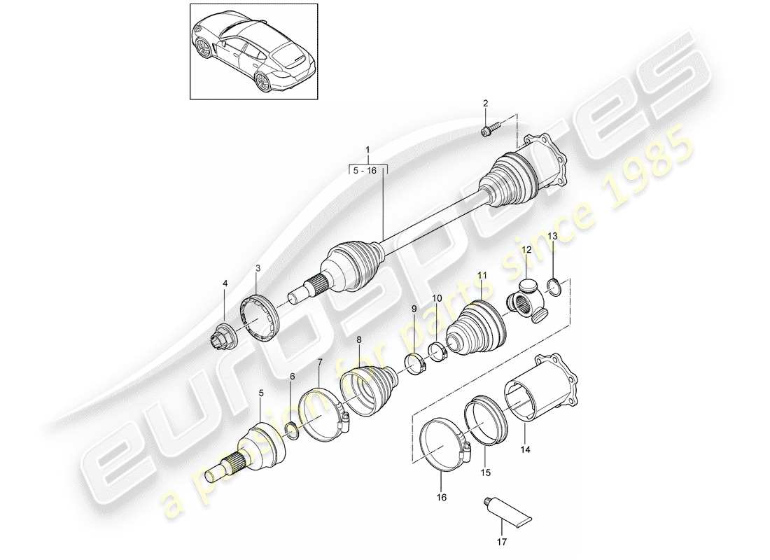 porsche 2012 (panamera 970) drive shaft parts diagram