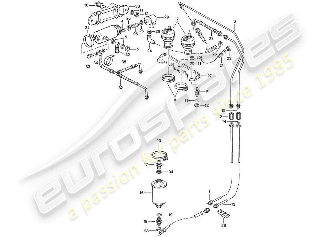 porsche 1979 (924) fuel system - f 92-46104 800>> - f >> 92-48199 999 part diagram