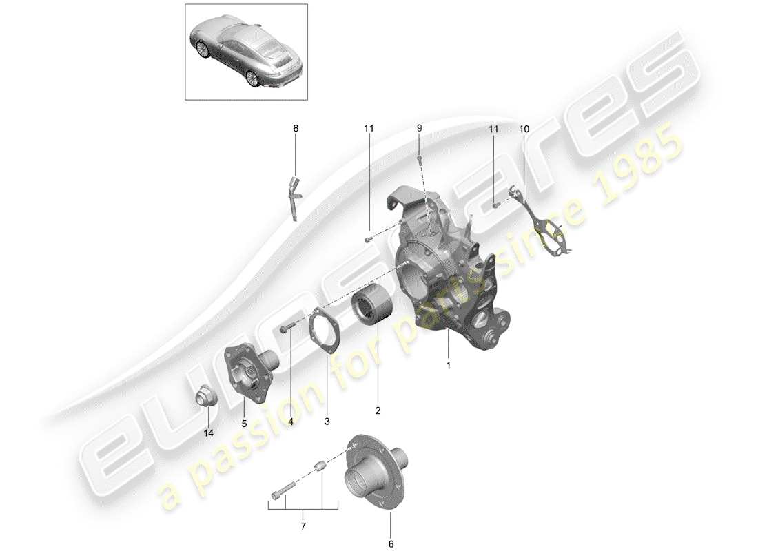 porsche 991 gen. 2 (2017) rear axle part diagram