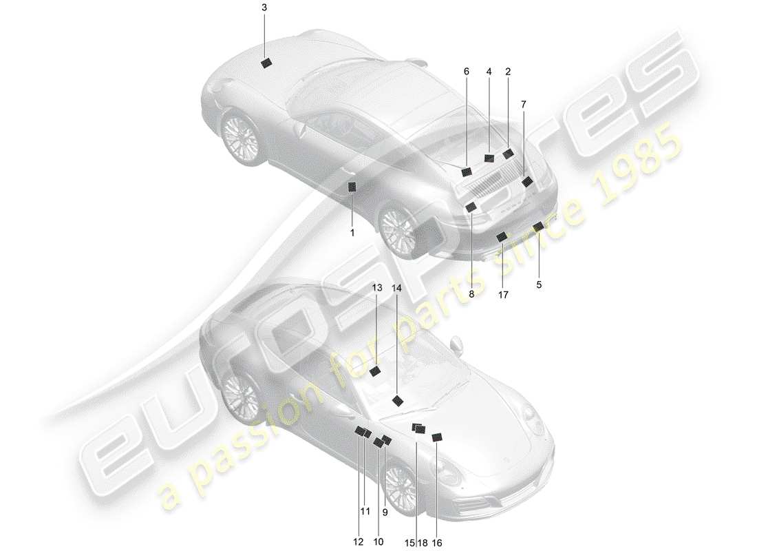 porsche 2017 (991-2) signs/notices part diagram