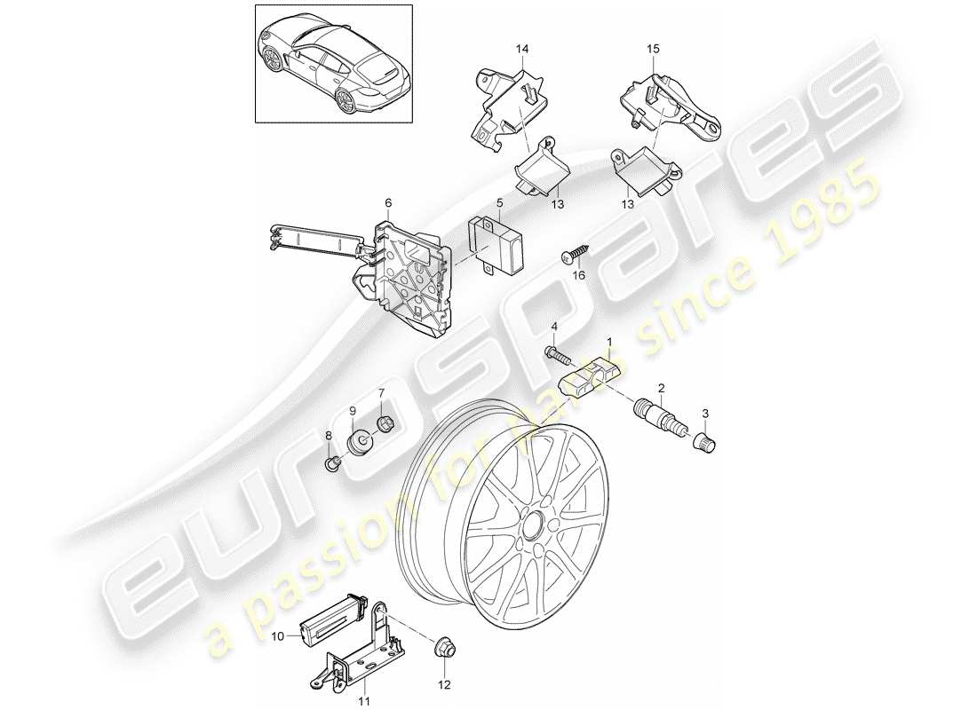 porsche 2011 (panamera 970) tire pressure control system part diagram