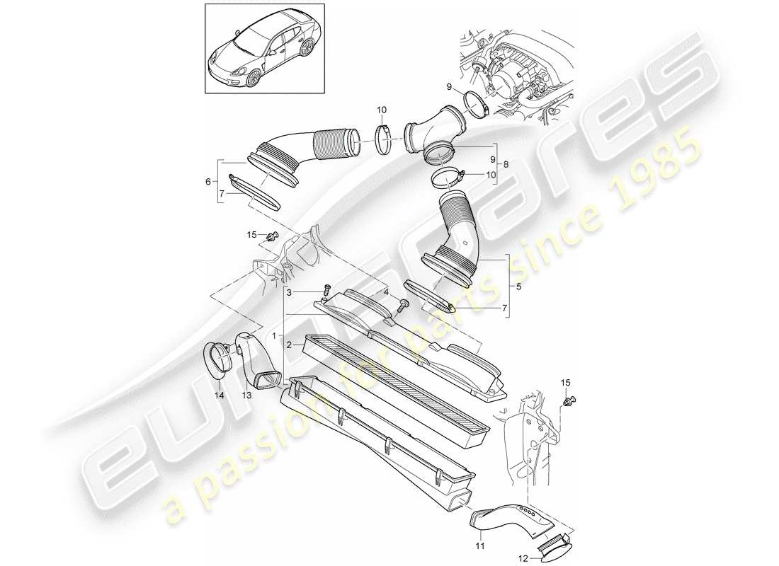 porsche 2012 (panamera 970) air cleaner system part diagram