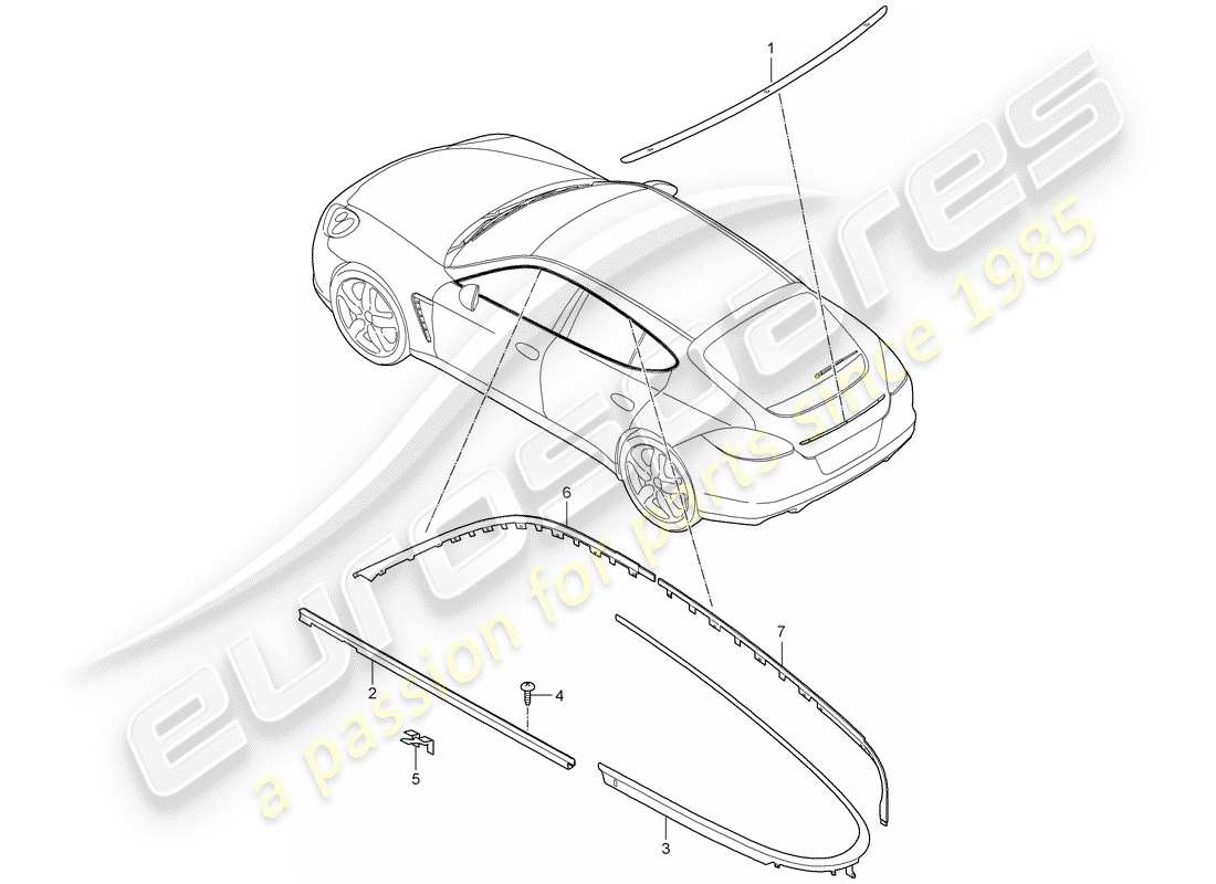 porsche 2011 (panamera 970) decorative fittings part diagram