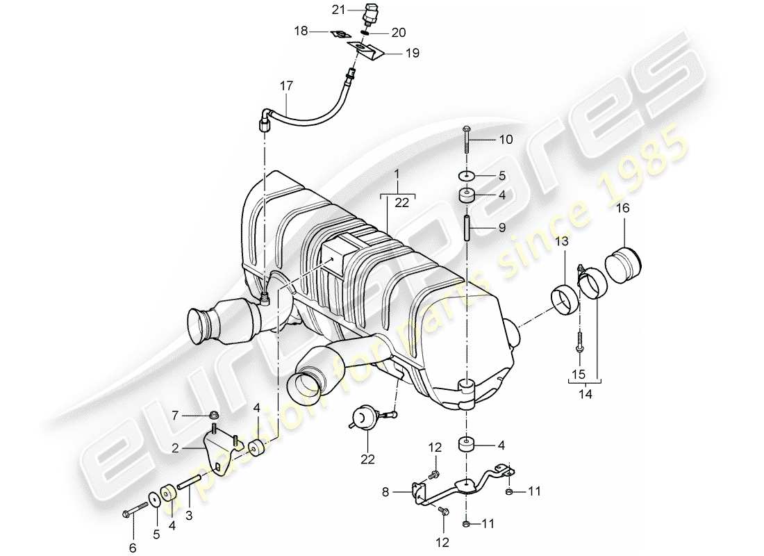porsche carrera gt (2005) exhaust system - exhaust silencer, rear - tailpipe part diagram